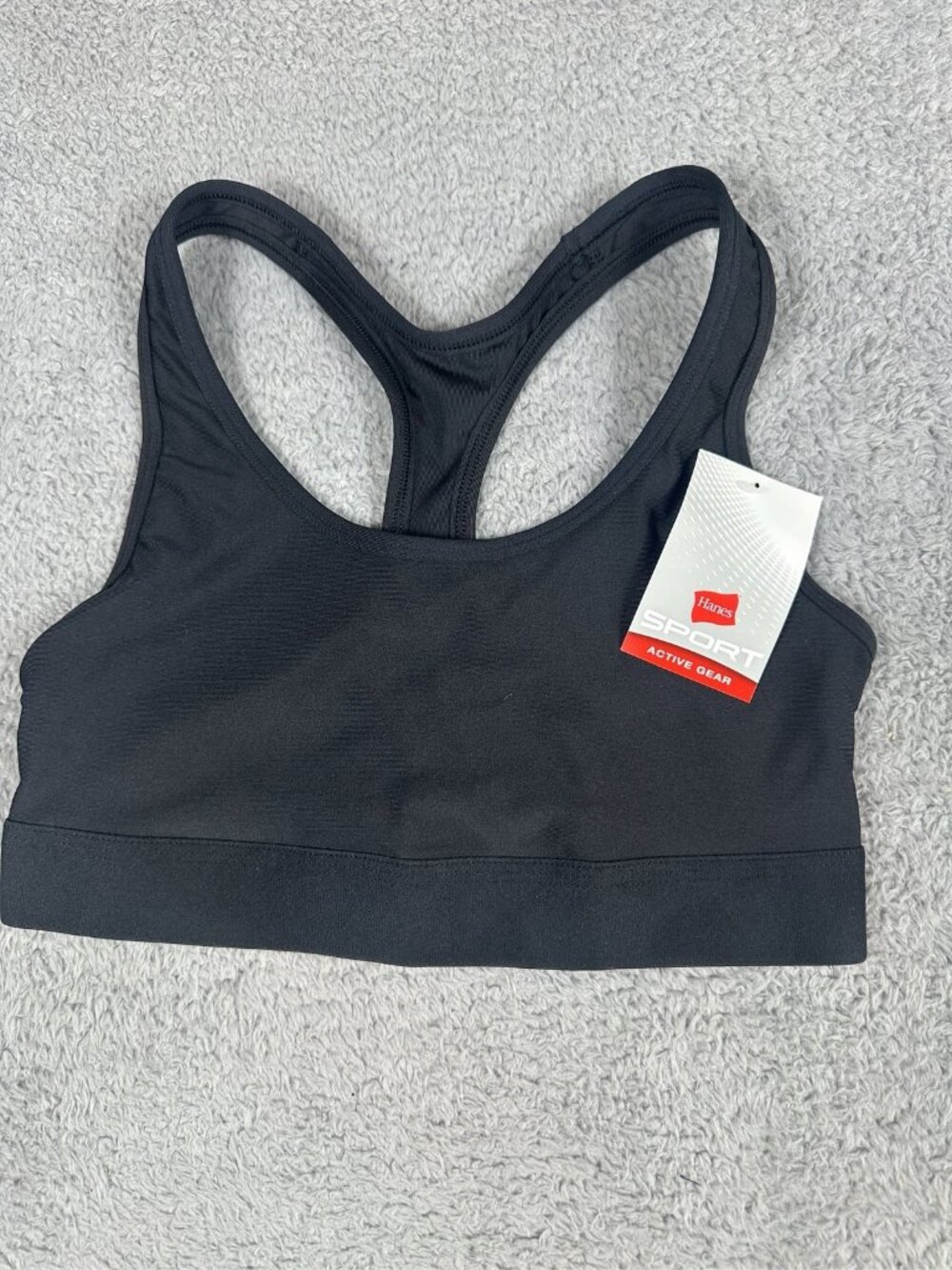 Hanes Sport Active Gear Womens Racerback Sports Bra Black Wireless